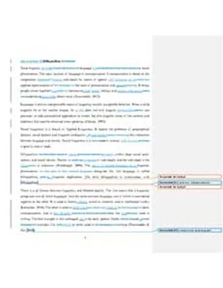 Edited sample, 言語学 2: first page of the tracked-changes PDF
